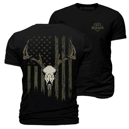 Buck Skull American Flag T-Shirt