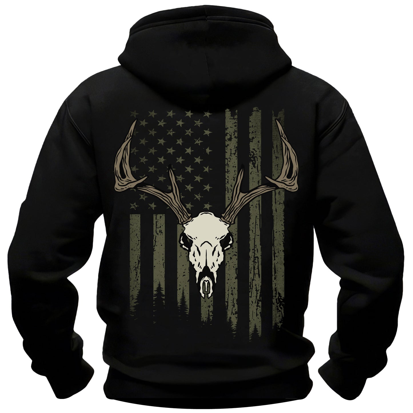 Buck Skull American Flag Hoodie