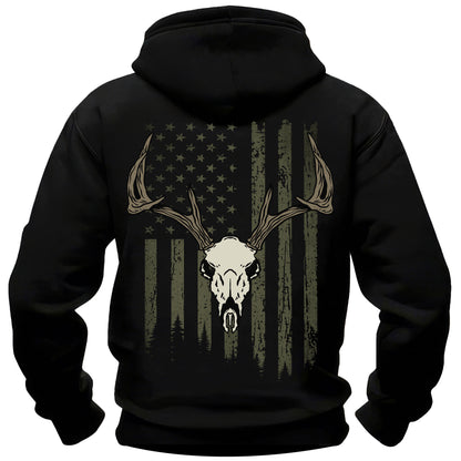 Buck Skull American Flag Hoodie