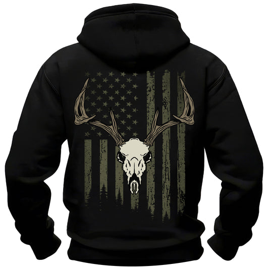 Buck Skull American Flag Hoodie