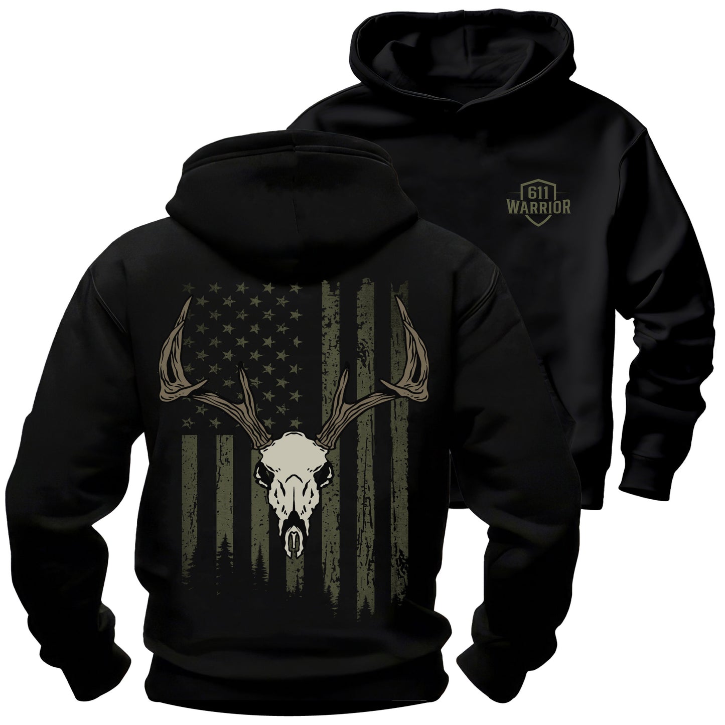 Buck Skull American Flag T-Shirt