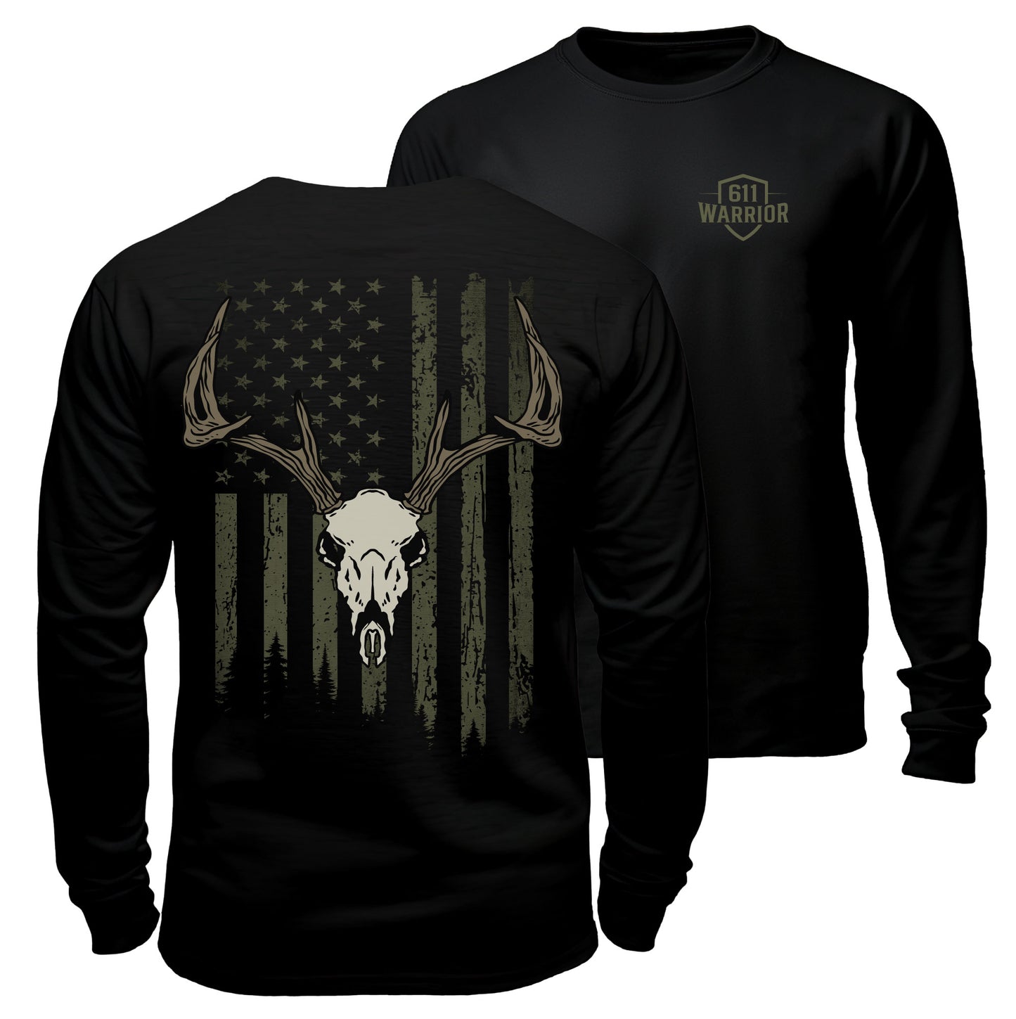 Buck Skull American Flag T-Shirt