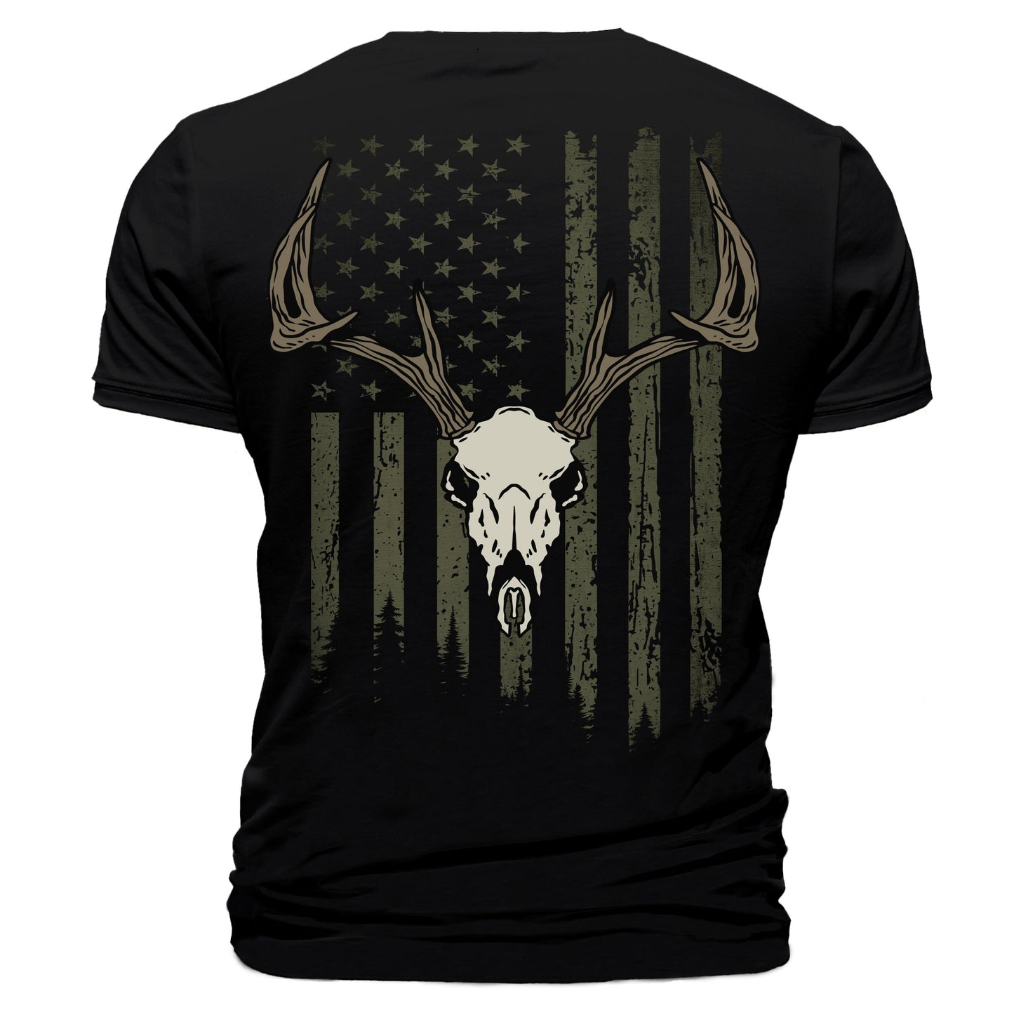 Buck Skull American Flag T-Shirt