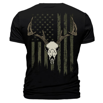 Buck Skull American Flag T-Shirt