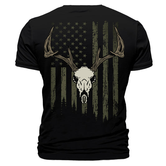 Buck Skull American Flag T-Shirt
