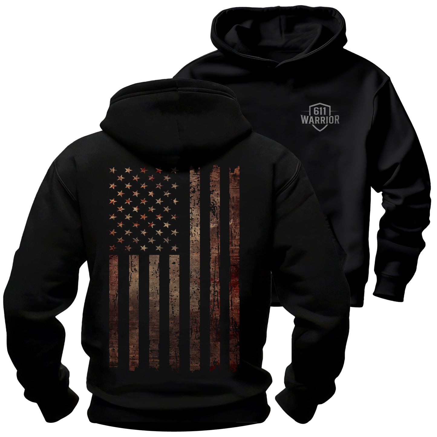 Distressed Rusted American Flag Long Sleeve Shirt