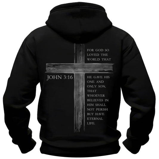 John 3:16 Rugged Cross Hoodie